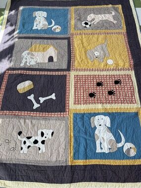 Dog ,puppies Handmade quilt patchwork  cottage core Artsy throw